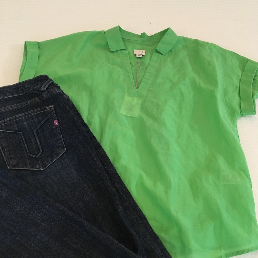 NWT casual green top cotton/silk blend size Medium
